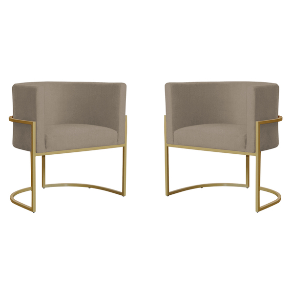 Kit 2 Poltronas Decorativa Sala De Estar Luana Base Gold Sued