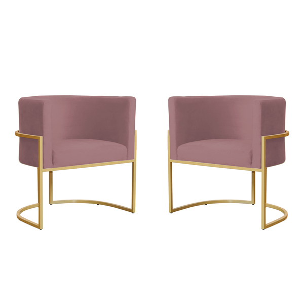 Kit 2 Poltronas Decorativa Sala De Estar Luana Base Gold Velu