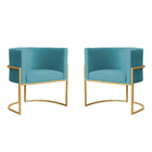 Kit 2 Poltronas Decorativa Sala De Estar Luana Base Gold Velu