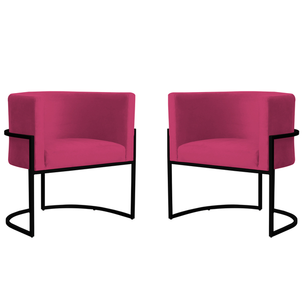 Kit 2 Poltronas Decorativa Sala De Estar Luana Base Preta Vel