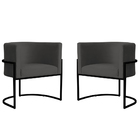 Kit 2 Poltronas Decorativa Sala De Estar Luana Base Preta Vel