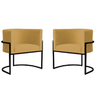 Kit 2 Poltronas Decorativa Sala De Estar Luana Base Preta Vel