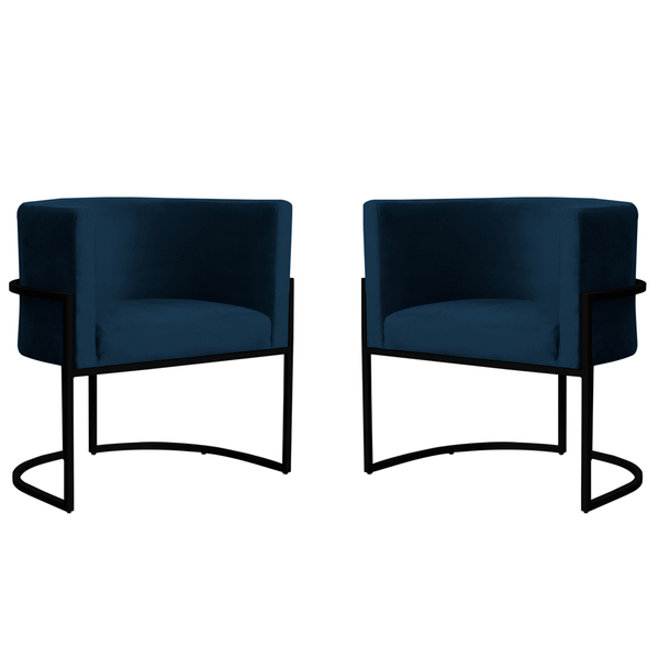 Kit 2 Poltronas Decorativa Sala De Estar Luana Base Preta Vel