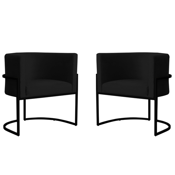 Kit 2 Poltronas Decorativa Sala De Estar Luana Base Preta Vel