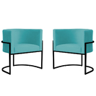 Kit 2 Poltronas Decorativa Sala De Estar Luana Base Preta Vel