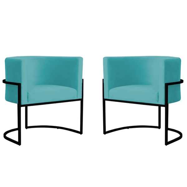 Kit 2 Poltronas Decorativa Sala De Estar Luana Base Preta Vel