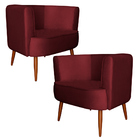 Kit 2 Poltronas Decorativa Sala De Estar Megan Veludo Vermelh