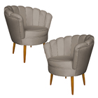 Kit 2 Poltronas Decorativa Sala De Estar Pétala Veludo Cappuc