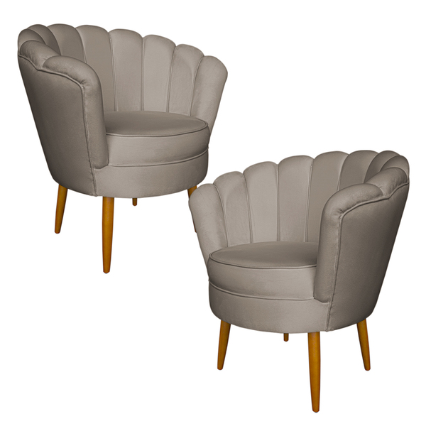 Kit 2 Poltronas Decorativa Sala De Estar Pétala Veludo Cappuc