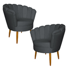 Kit 2 Poltronas Decorativa Sala De Estar Pétala Veludo Grafit