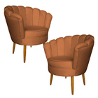 Kit 2 Poltronas Decorativa Sala De Estar Pétala Veludo Terrac