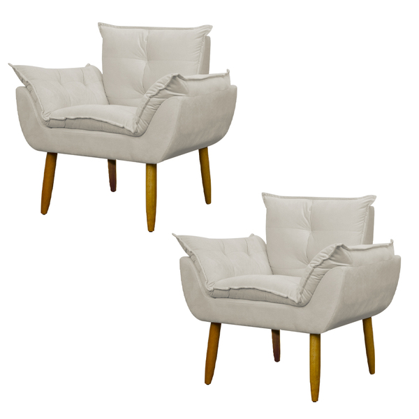Kit 2 Poltronas Decorativa Sala E Quarto Opala Suede Herrero
