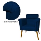 Kit 2 Poltronas Decorativa Sala Elisa Suede Azul Marinho
