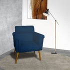 Kit 2 Poltronas Decorativa Sala Elisa Suede Azul Marinho