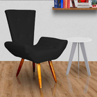 Kit 2 Poltronas Decorativa Sala Emília Barca Suede Preto