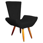 Kit 2 Poltronas Decorativa Sala Emília Barca Suede Preto