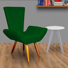 Kit 2 Poltronas Decorativa Sala Emília Barca Suede Verde