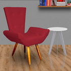 Kit 2 Poltronas Decorativa Sala Emília Barca Suede Vermelho