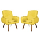 Kit 2 Poltronas Decorativa Sala Emília Plus Suede Amarelo