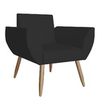 Kit 2 Poltronas Decorativa Sala Pés Palito Flora Suede Preto