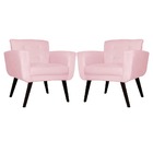 Kit 2 Poltronas Decorativa Sala Pés Palito Geovana Rosa Bebê