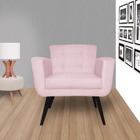 Kit 2 Poltronas Decorativa Sala Pés Palito Geovana Rosa Bebê