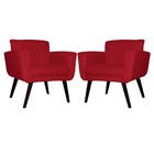Kit 2 Poltronas Decorativa Sala Pés Palito Geovana Vermelho