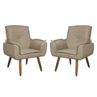 Kit 2 Poltronas Decorativa Sala Quarto Emília Plus Capuccino