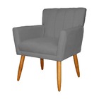 Kit 2 Poltronas Decorativa Sala Recepção Cecília Suede Cinza