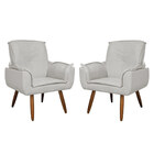 Kit 2 Poltronas Decorativa Sala Recepção Emília Plus Bege