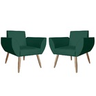 Kit 2 Poltronas Decorativa Sala Recepção Flora Suede Verde