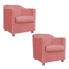 Kit 2 Poltronas Decorativa Tilla Suede Cinza