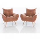 Kit 2 Poltronas Decorativa Toquio - Ferrugem Veludo