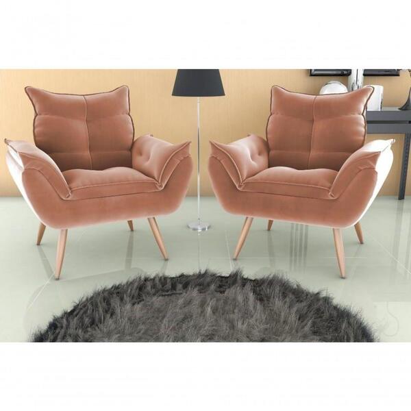 Kit 2 Poltronas Decorativa Toquio - Ferrugem Veludo