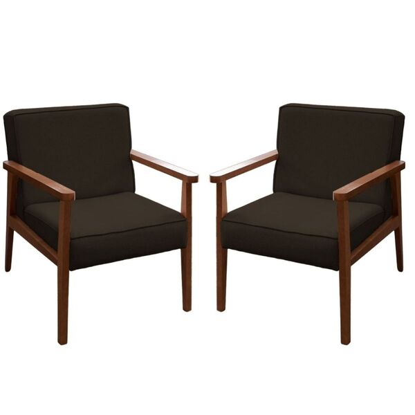 Kit 2 Poltronas Decorativa Vitória Corino Marrom Escuro