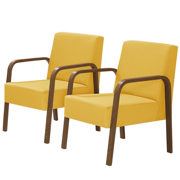 Kit 2 Poltronas Decorativas 1 Lugar Jade Braço Madeira D Sall