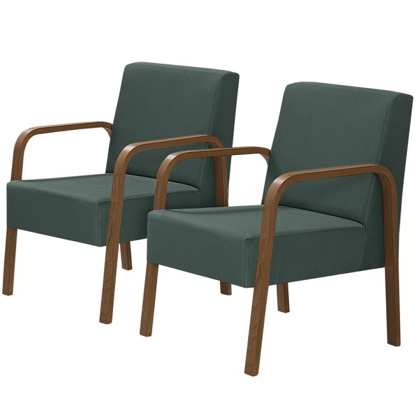 Kit 2 Poltronas Decorativas 1 Lugar Jade Braço Madeira D Sall