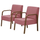 Kit 2 Poltronas Decorativas 1 Lugar Jade Braço Madeira D Sall