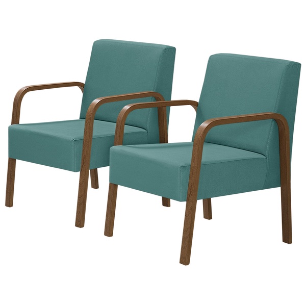 Kit 2 Poltronas Decorativas 1 Lugar Jade Braço Madeira D Sall
