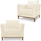 Kit 2 Poltronas Decorativas Balli Pes Madeira Linho Ezz