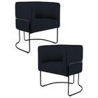 Kit 2 Poltronas Decorativas Base Aço Betina C-05 Corano Preto