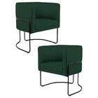 Kit 2 Poltronas Decorativas Base Aço Betina C-117 Linho Verde