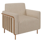 Kit 2 Poltronas Decorativas Base Em Aço Carbono Cassano Linho