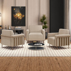 Kit 2 Poltronas Decorativas Base Em Aço Carbono Cassano Linho