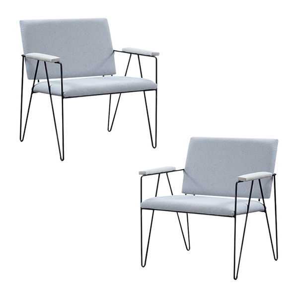 Kit 2 Poltronas Decorativas Base Em Aço Preto Eslovenia Linho