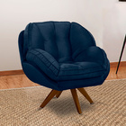 Kit 2 Poltronas Decorativas Base Em Madeira Giratória Giroud