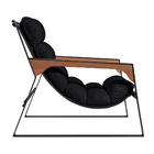 Kit 2 Poltronas Decorativas Base Ferro Glasgow Couro Preto G3