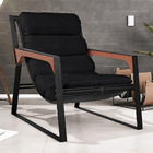 Kit 2 Poltronas Decorativas Base Ferro Glasgow Couro Preto G3