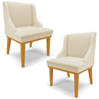 Kit 2 Poltronas Decorativas Base Fixa De Madeira Firenze Pu B