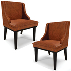 Kit 2 Poltronas Decorativas Base Fixa De Madeira Firenze Pu N